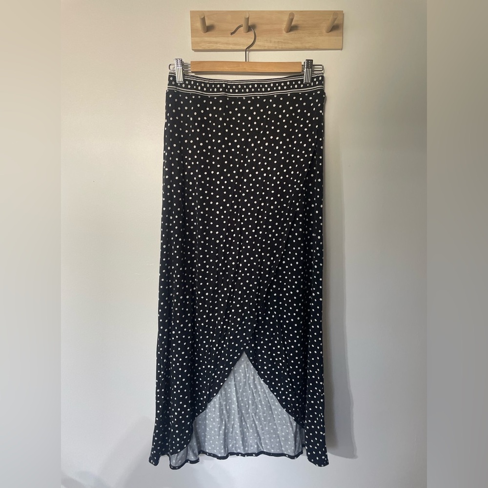 Max Studio Black and White Polka Dot Maxi Skirt